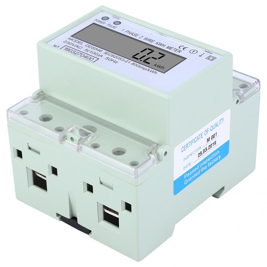 Enkele Fase KWH Meter 5-100A 230VAC Energiemeter DIN Rail Digitale LCD Elektrische Stroomverbruik Meter