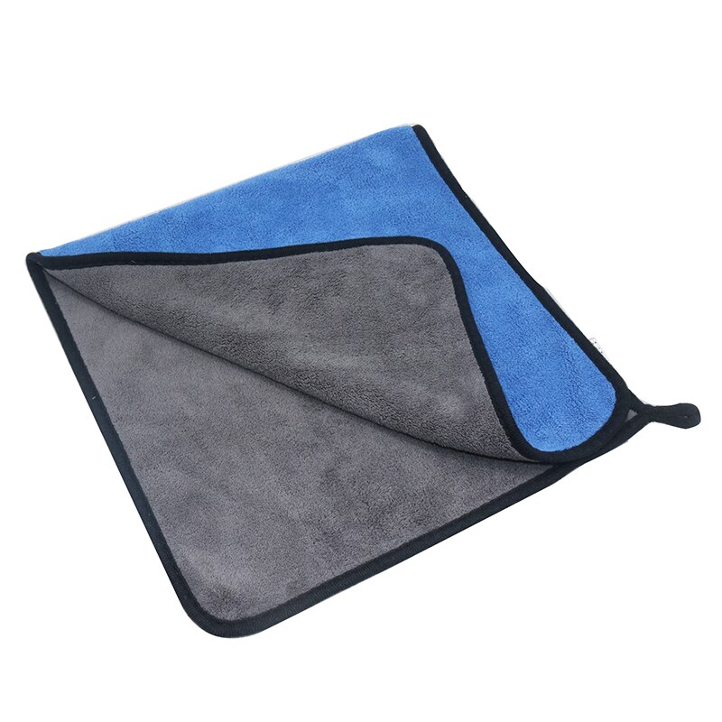 2 stk bilvask mikrofiberhåndklæder supertyk plysdug til vask rengøring tørring absorberer vokspolering: 2 stk gråblå