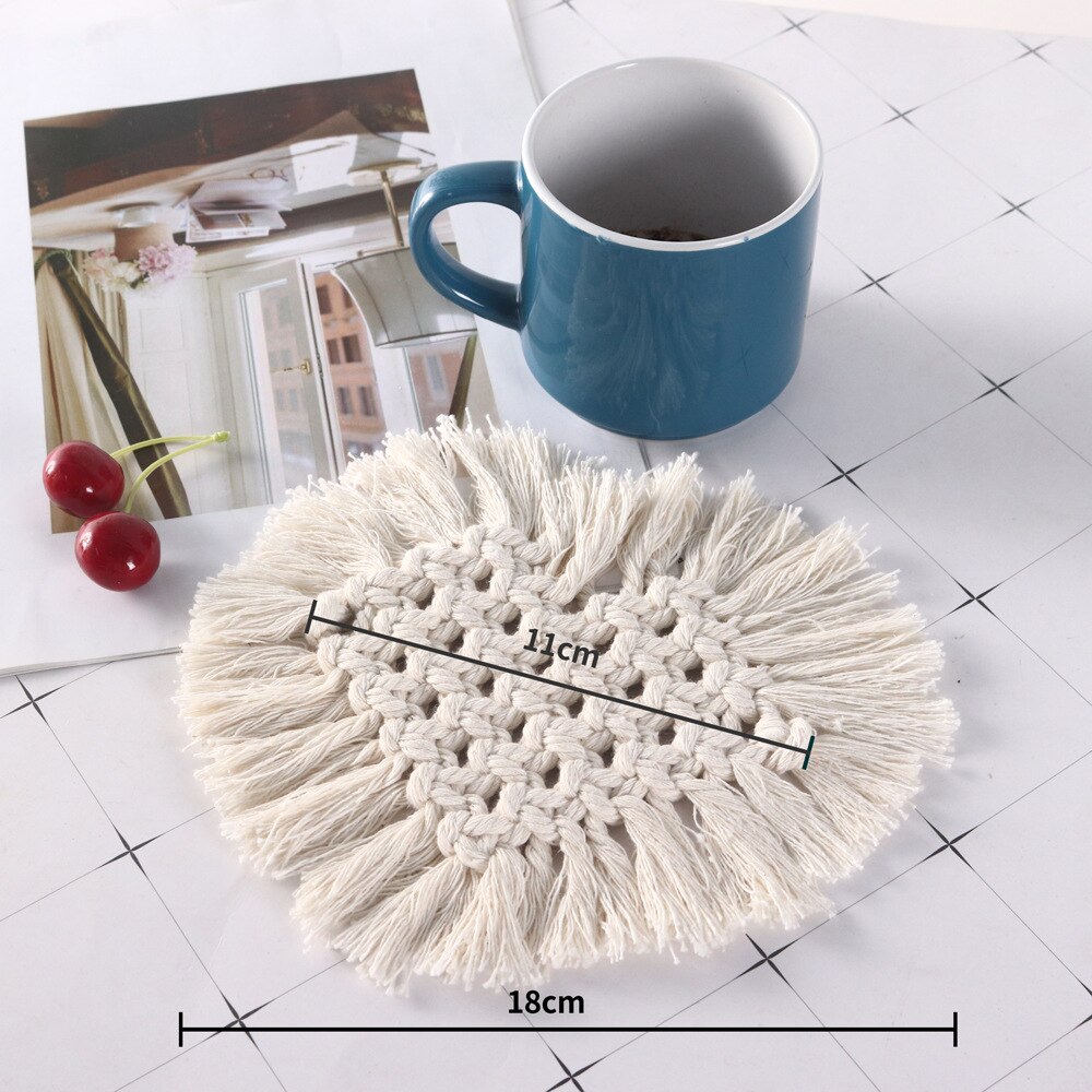 Bawełna tkane podstawka gruby kutas mata czeski ambona podkładka okrągłe stołbyć winnym podstawki izolowane termicznie miska podkładka wystrój w stylu Boho: HeartShaped / biały