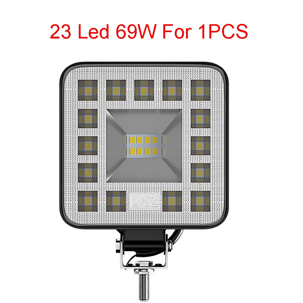 Luz Led de trabajo para camiones y Tractor, foco reflector LED de 87W/69W/57W, 12 voltios, luces de trabajo para 4x4 ATV, todoterreno, luces antiniebla de 24V: 1 pcs 23LED 69W