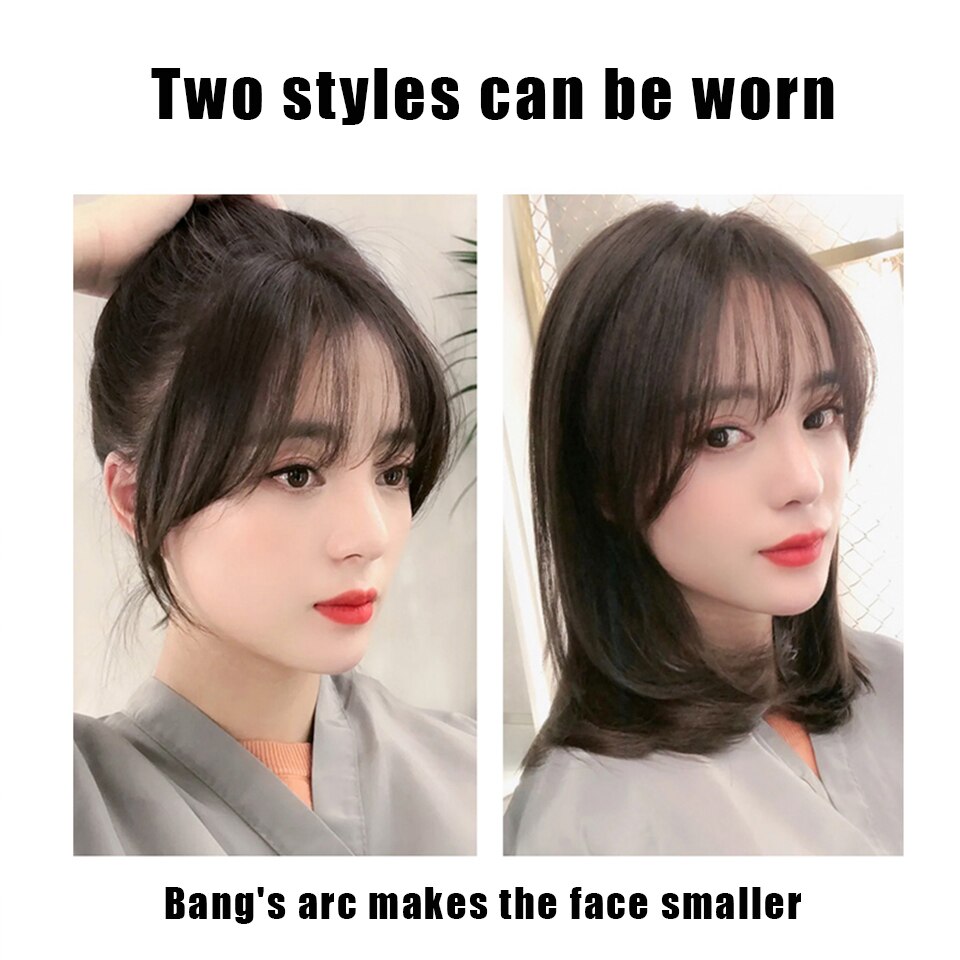 Buqi clip on otsatukka hiuslisäkkeet naisille suora siisti otsatukka ruskea klipsi hiustenpidennyksissä synteettiset topper otsatukka klipsit