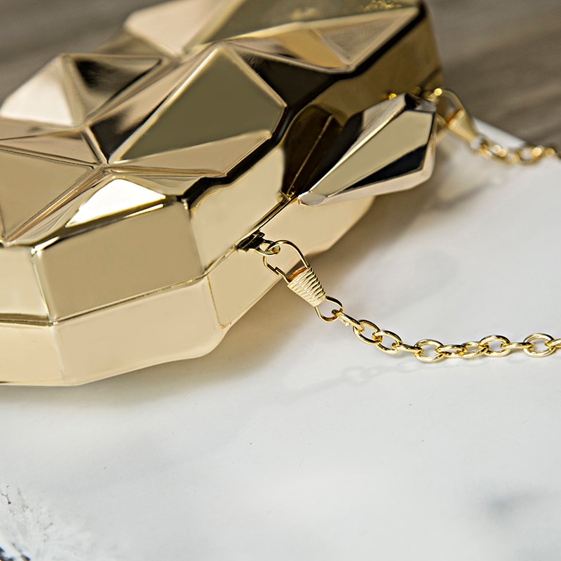 MAGICYZ Goud Acryl Doos Geometrie Clutch Avondtasje Elegent Chain Handtas Voor Party Schoudertas Voor Bruiloft/Dating /Party