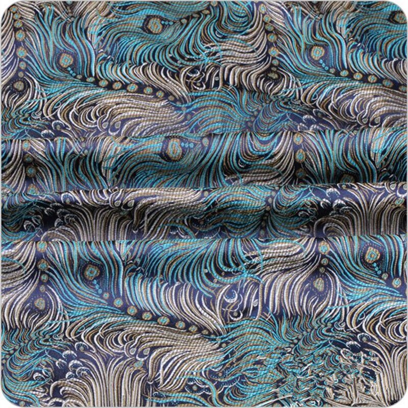 Cf17 1 metrin höyhen brokadi jacquard-kangas perinteisiin kiinalaisiin häihin qipao kangas mulperi silkki tee-se-itse kangas käsilaukkuun