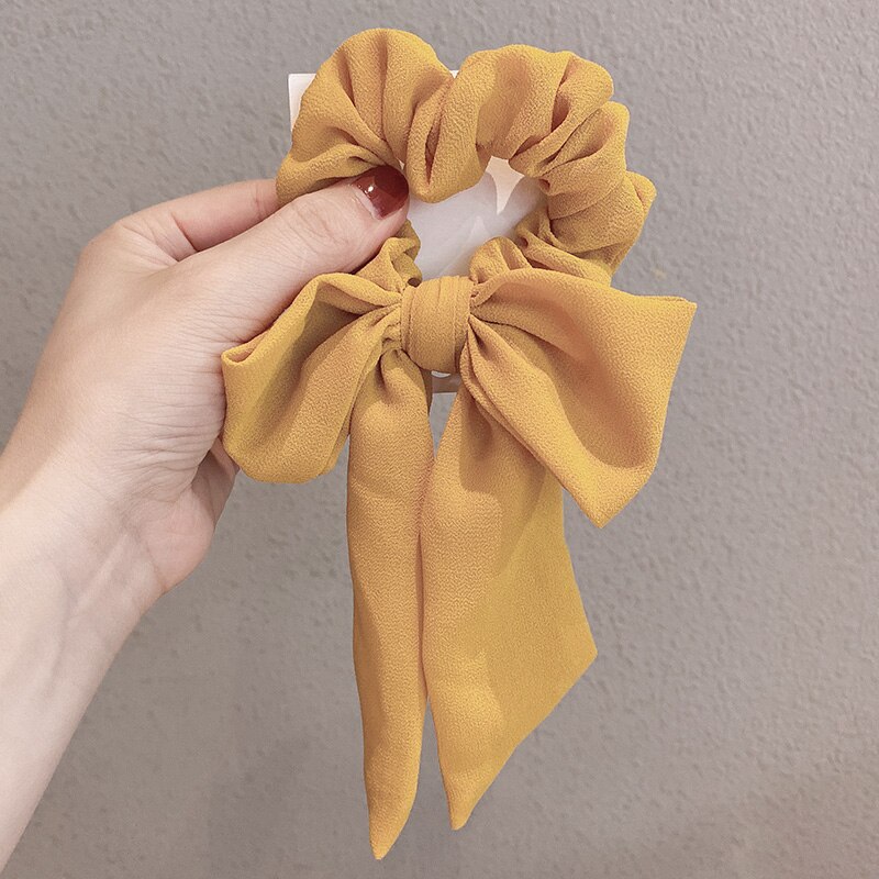 Cinta elástica para el pelo para mujer, lazo con nudo de Color sólido, adorno para el pelo, coletero, accesorios para el cabello: Dorado