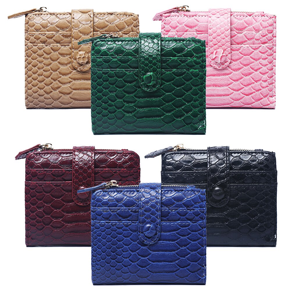 Frauen Maroon Schlange Muster Leder Brieftasche Python Kurze Karten Brieftasche Frauen ZipperCoin Geldbörse Tasche Schlange Name Karte Geldbörse