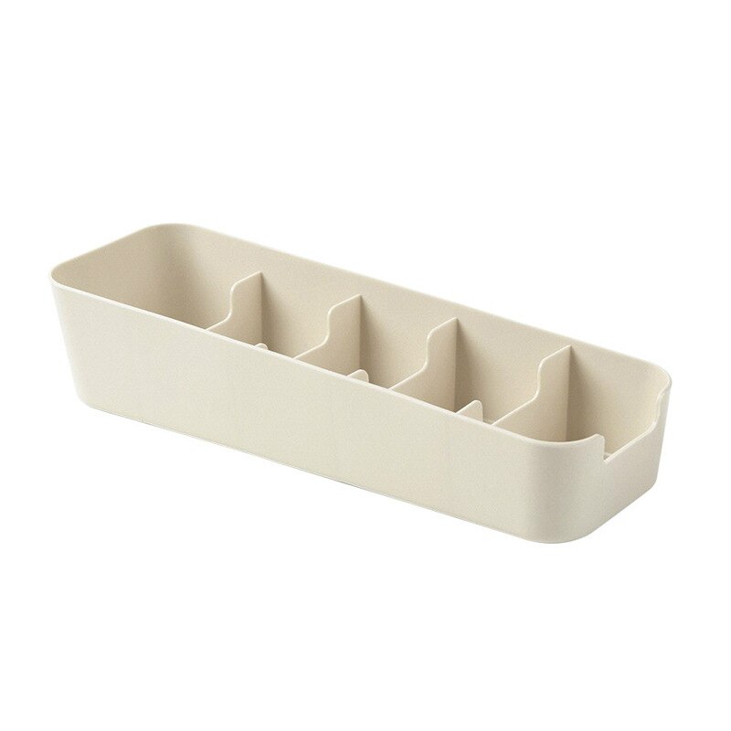 Organizador de almacenamiento de ropa interior, cajones de escritorio, cosméticos, cajas de maquillaje, organizadores de armario, cajas para sujetadores, calzoncillos, calcetines, corbatas, bufandas: 5 grids Beige