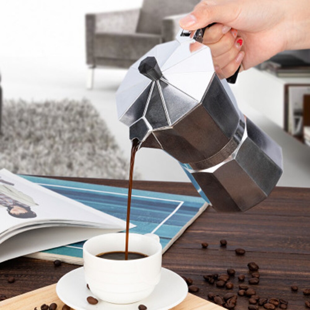 Mocha latte kaffebryggare italiensk moka espresso percolator kruka aluminium mocka kaffekanna bärbara kaffekokare köksredskap