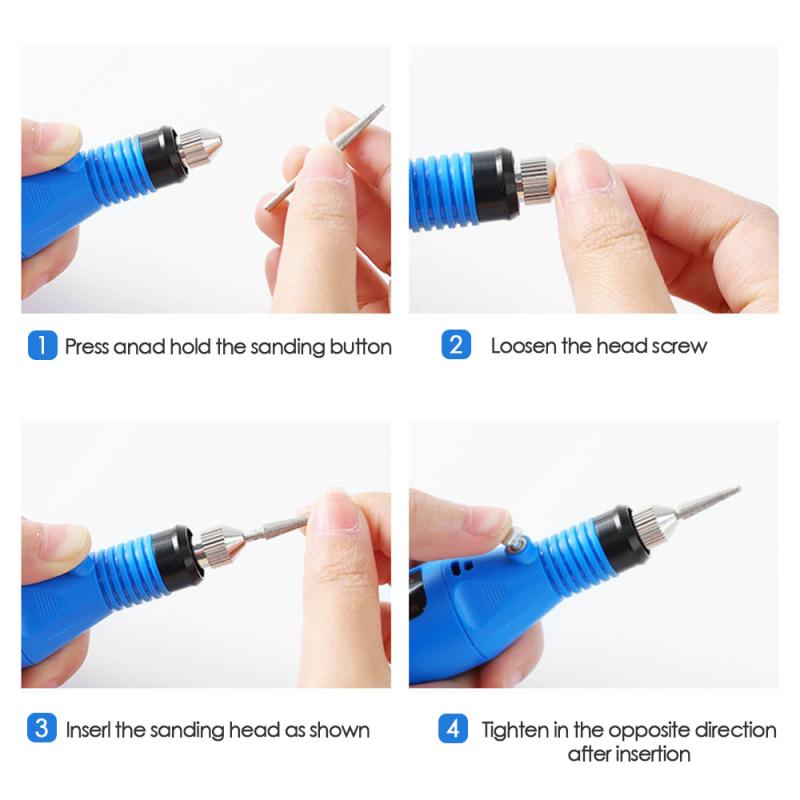 1 ensemble électrique perceuse à ongles Kit polonais rectifieuse pédicure 6 Bits ponçage tampon lime à ongles Nail Art stylo