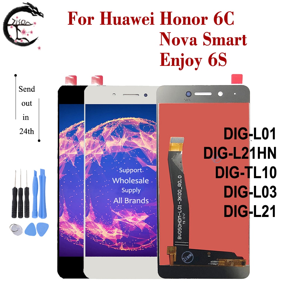 LCD + Frame Voor Huawei Honor 6C DIG-L01 DIG-L03 TL10 Nova Smart DIG-L21 L21HN genieten 6S Scherm Touch digitizer Vergadering