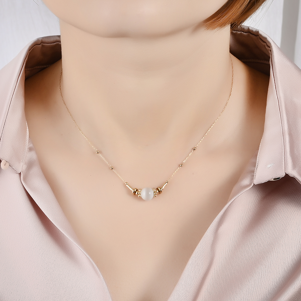 Geschikt Voor Het Dragen Van Meisje Klassieke Franse Stijl Alle Seizoenen Fijne Handgemaakte Kralen Lapis Lazuli Waterdichte Duurzame Stalen Kettingen