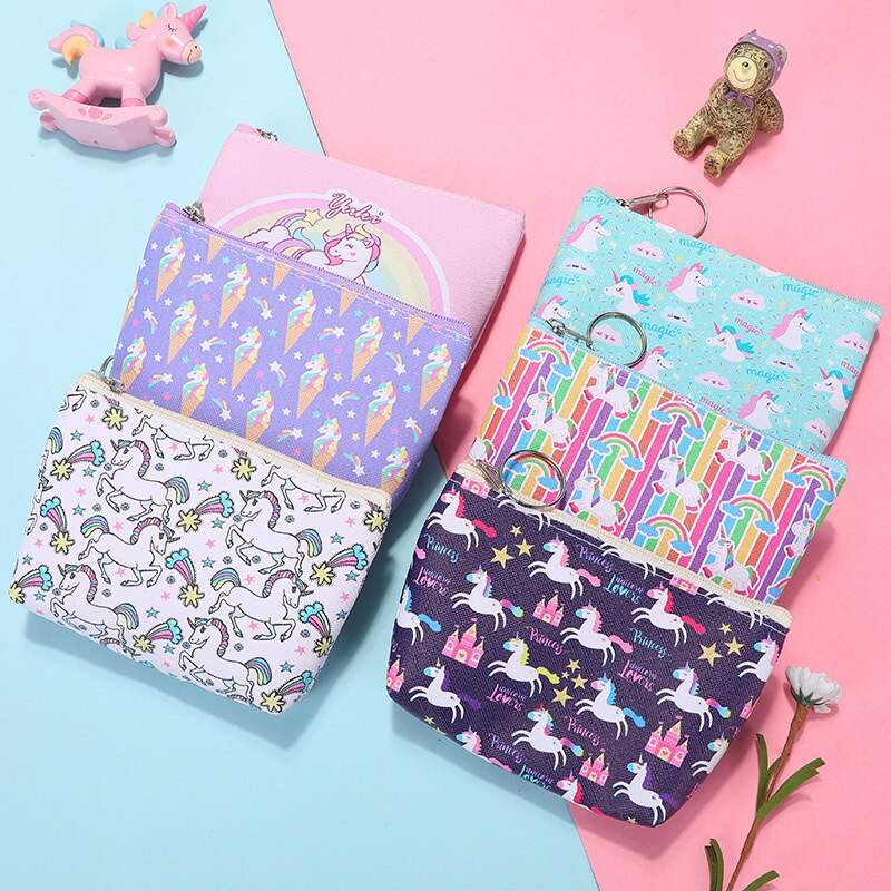Monederos con cremallera para niños y niñas, Mini monedero para calderilla, Kawaii, Animal, unicornio, flamenco, 1 unidad