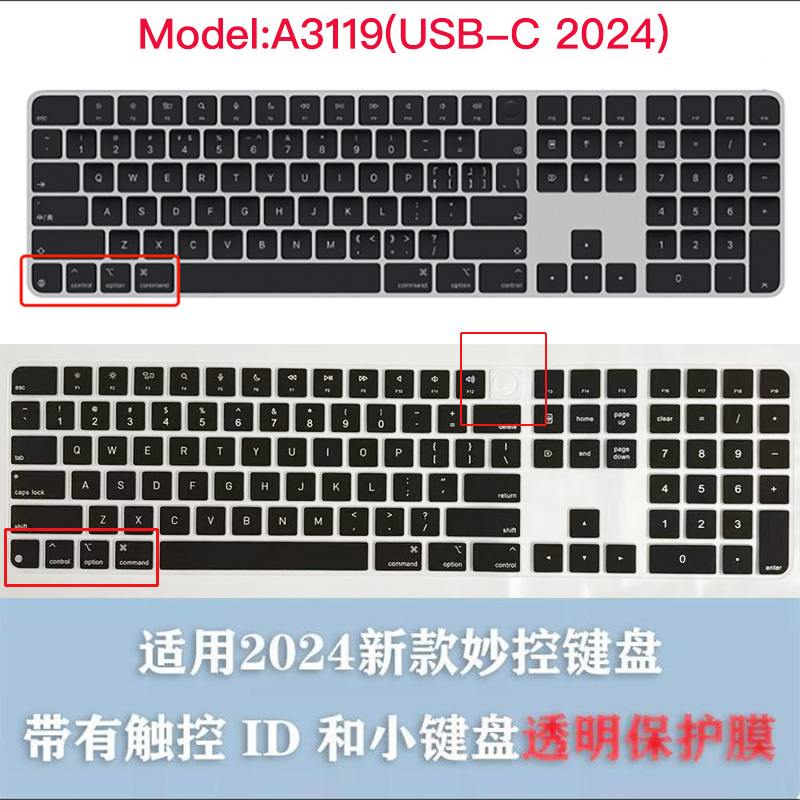 Keyboard Protector film For Apple Magic Keyboard USB-C A3119 A2520 A1843 US Layout with Numeric Keypad Cover Protector