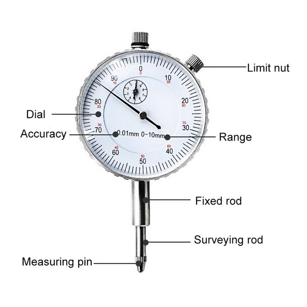 Dial Indicator Gauge Test 0-10mm 0.01 Anti-Rust Aluminum Shell For Mechanics Manufacturing And Maintenance Tool