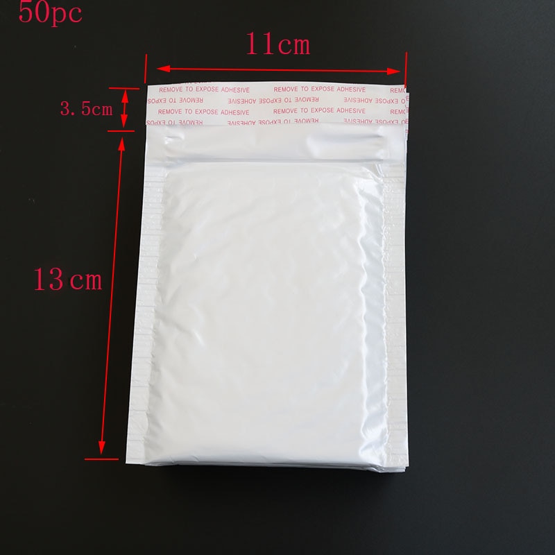 50 stks/11*13 cm + 3.5 cm Wit Bubble Envelop Film Parel Shockproof Briefpapier Accessoires