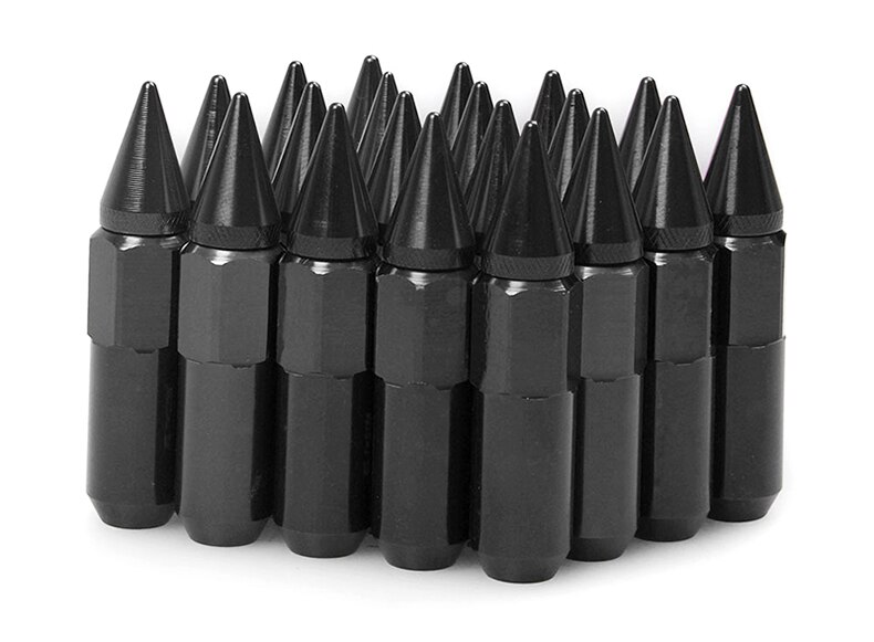Tuercas de rueda de estilo de coche M12X1.5/M12X1.25 de aluminio con picos 60 MM, llantas de sintonizador de ruedas extendidas, Tuercas de tuercas rojas, negras, azules y doradas: Black / M12x1. 25