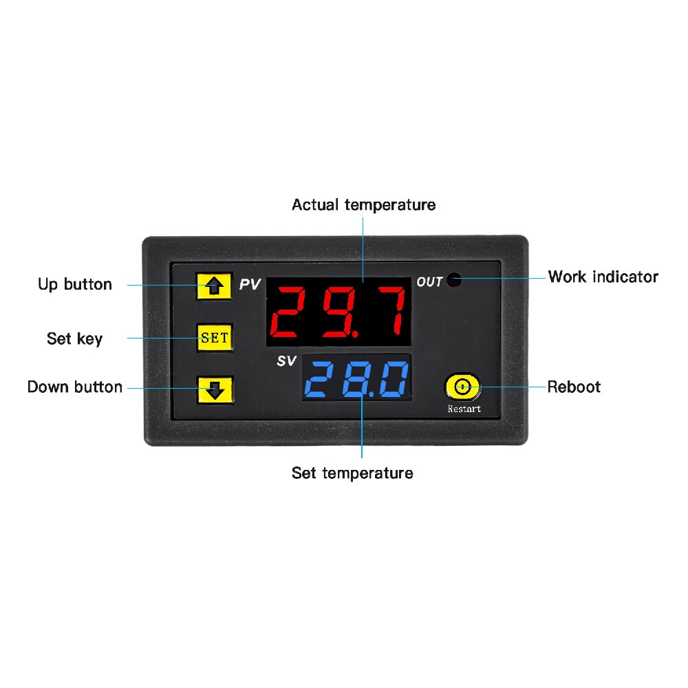 12V 24V 110-220V High-precision temperature controller Digital Temperature Control LED Display miniature thermostat Control