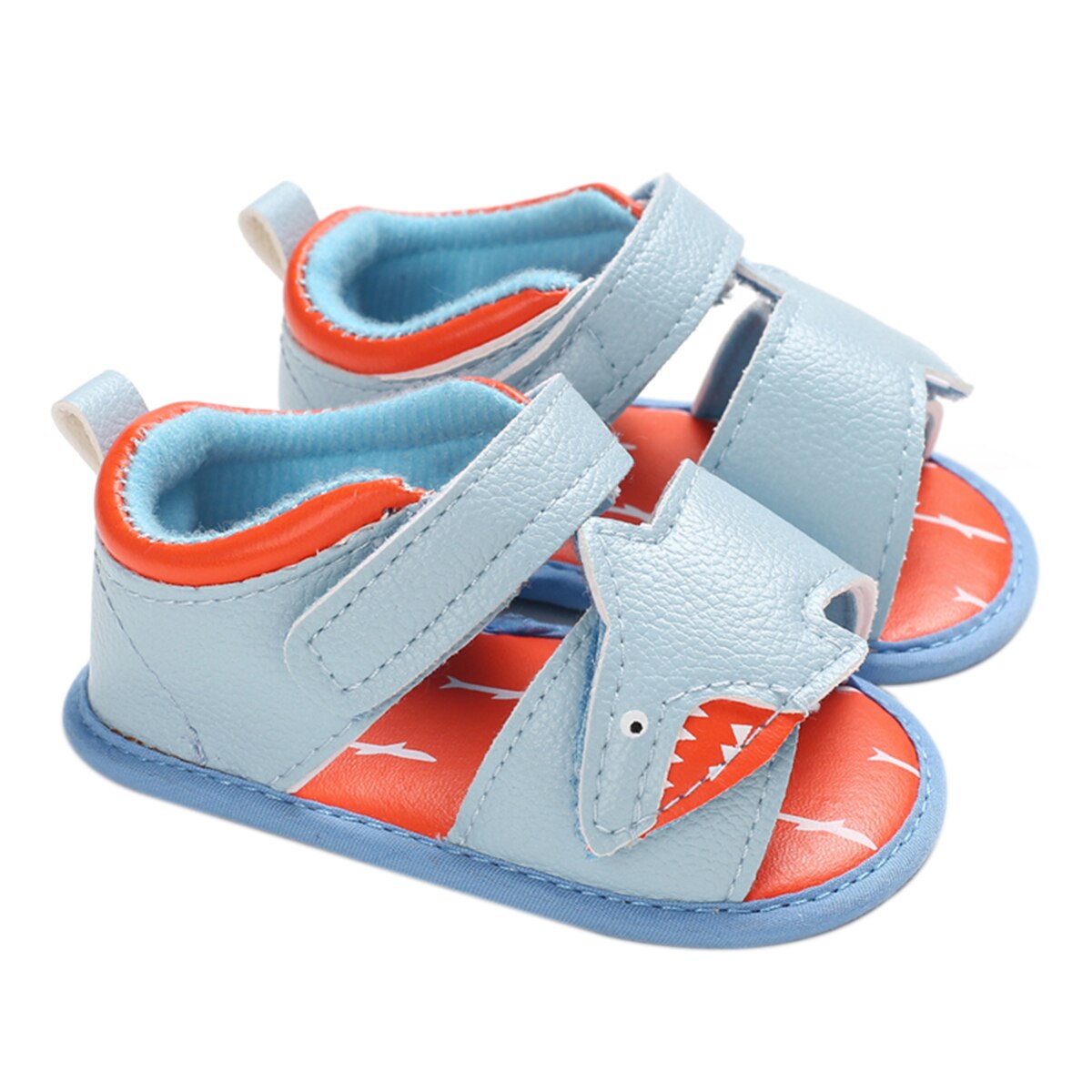 Sandalias informales para bebés y niños, sandalias de verano con forma de tiburón de dibujos animados, suela blanda, zapatos antideslizantes para antes de 0 a 18M