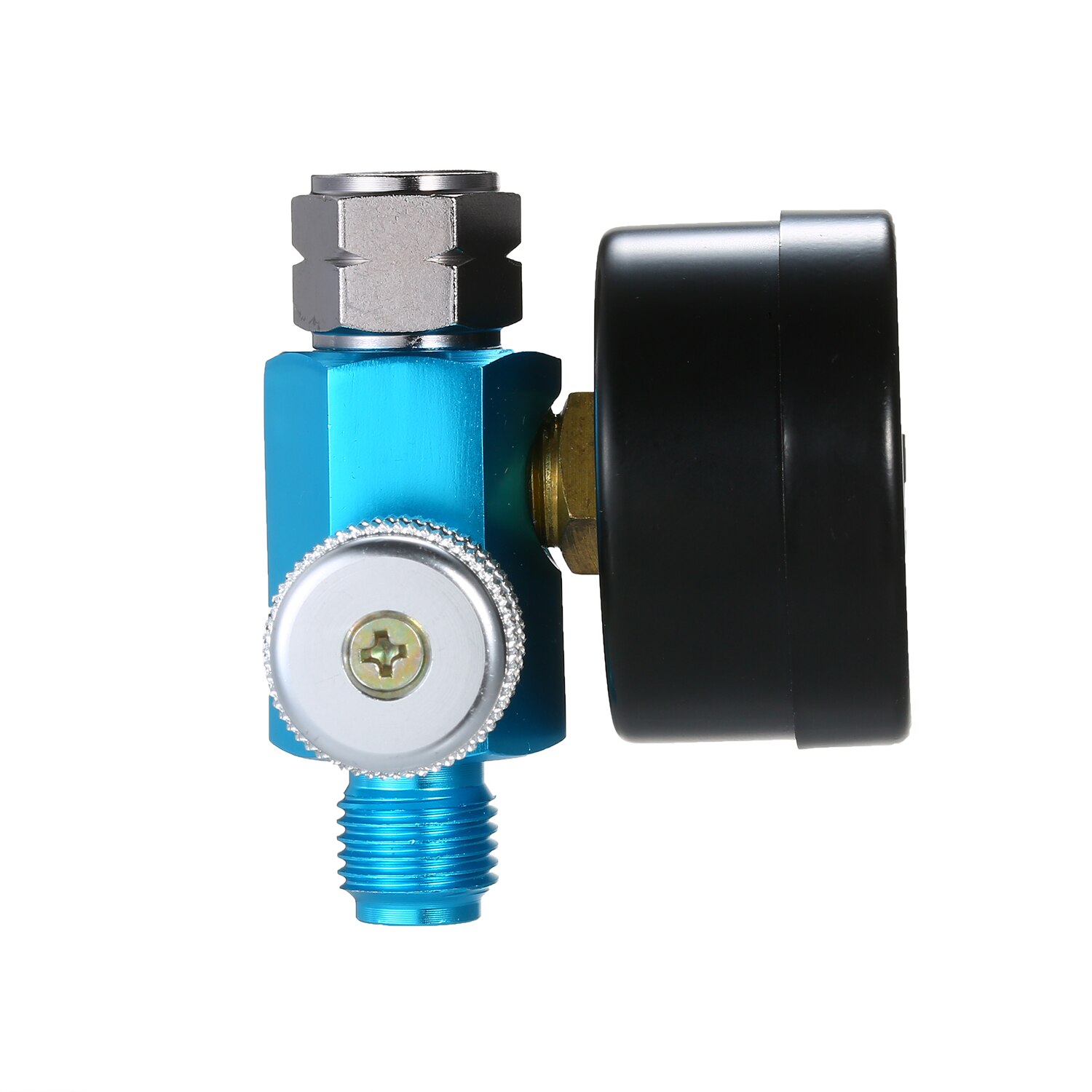 1/4 Inch 150PSI Mini Air Regulator Auto Pressure Regulator Valve Tool Tail Pressure Gauge with Nozzle For Spray Tool