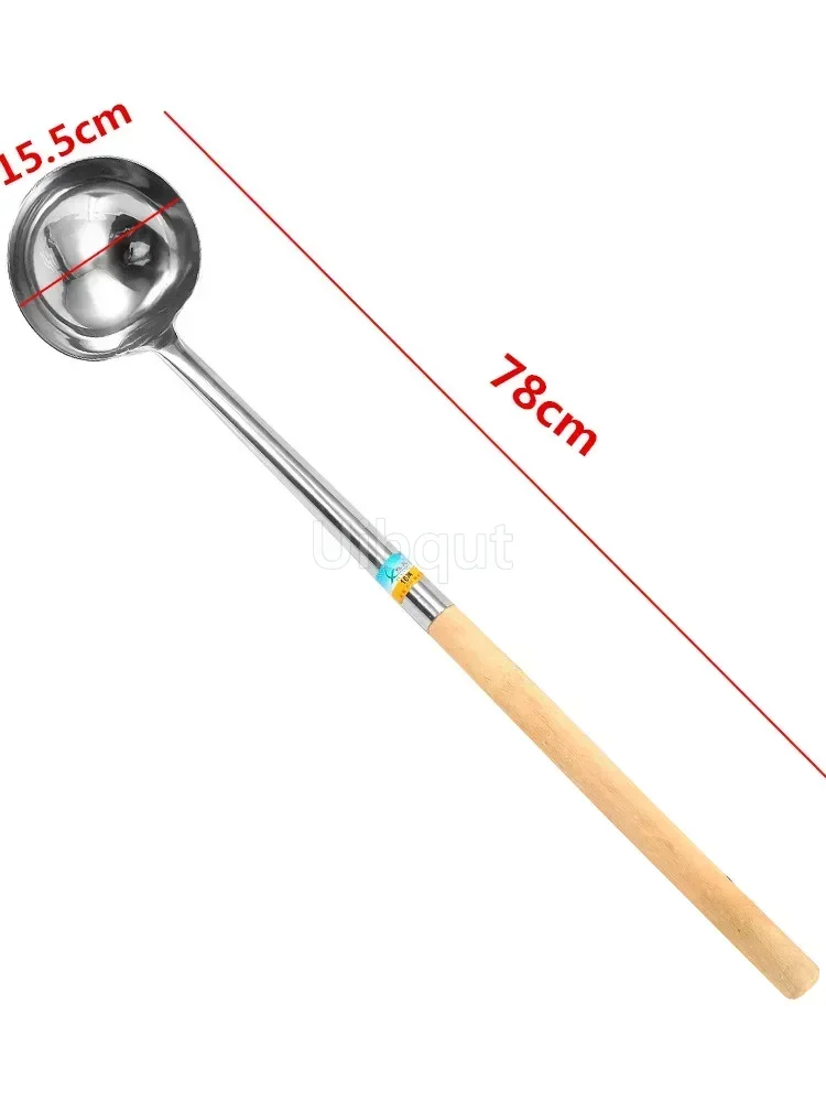big long spatula shovel chef cooking cocina utensilios blade Kitchen Utensil Wooden Handle Stainless Steel Turner Soup Spoon wok: GRAY