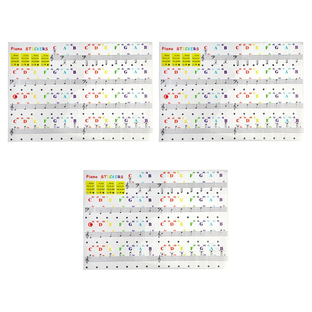 3 Pcs Piano Keyboard Decals Introductory Piano Stickers Piano Beginner Decals