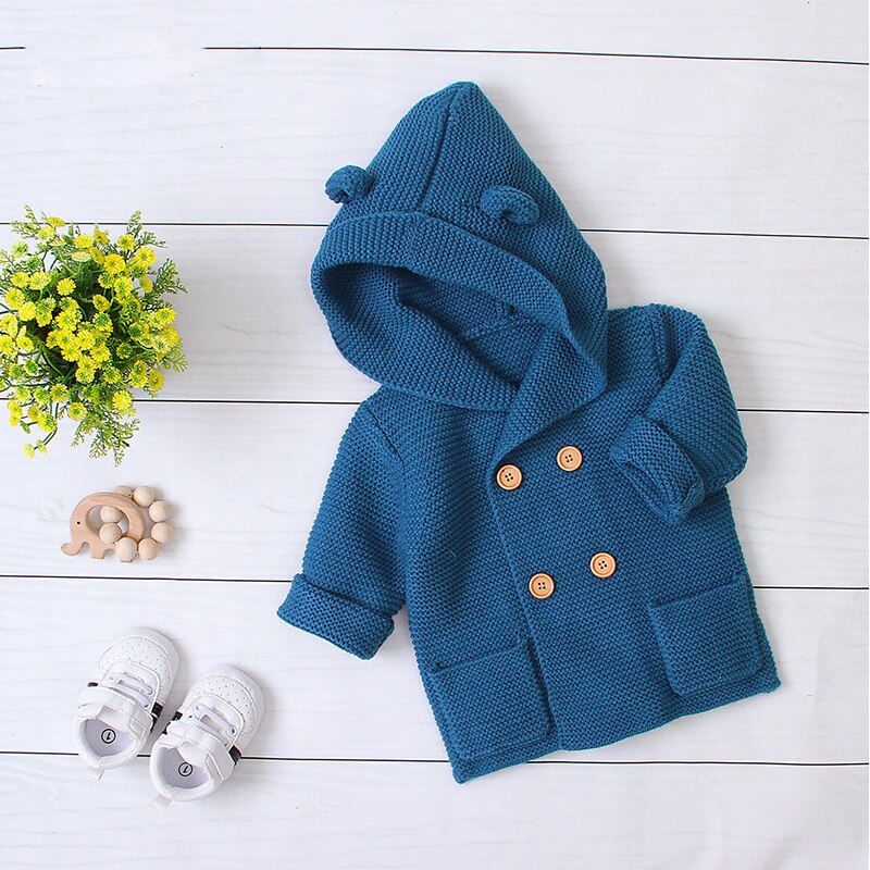 Baby Kinderen Kapmantel Trui Peuter Jongen Meisje Winter Kleding Dikke Jas Mode Windjack Kids Solid Wol Jas