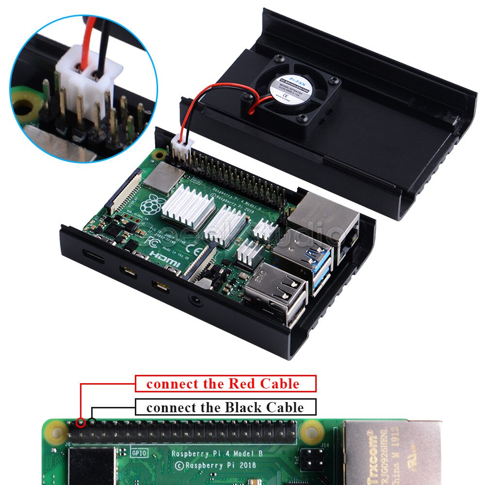Nero CNC in Lega di Alluminio allegato Caso Borsette Copertura per lampone pi 4 Ventola Di Raffreddamento dissipatori di Calore per lampone pi 4B