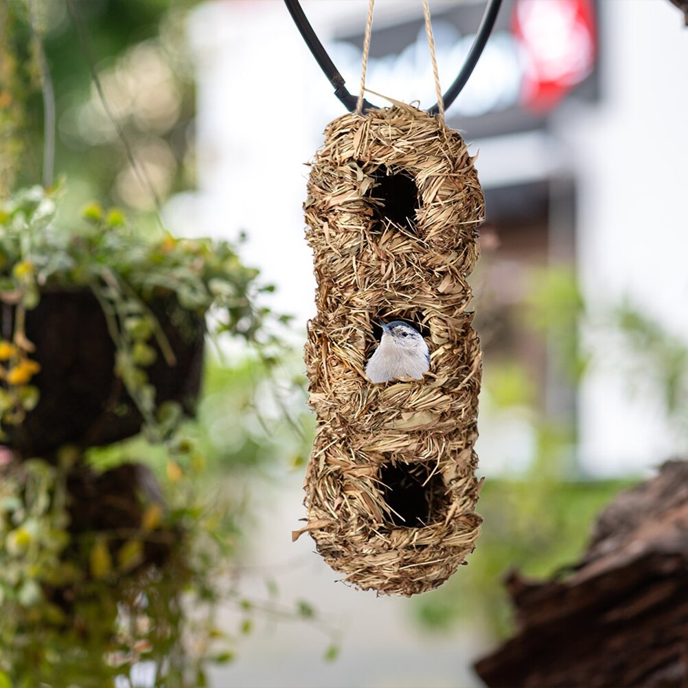 Natural Bird Hut For Outside Hand-Woven Roosting Nest Bird Hut For Yard Decoration Hummingbird House Bird Nest