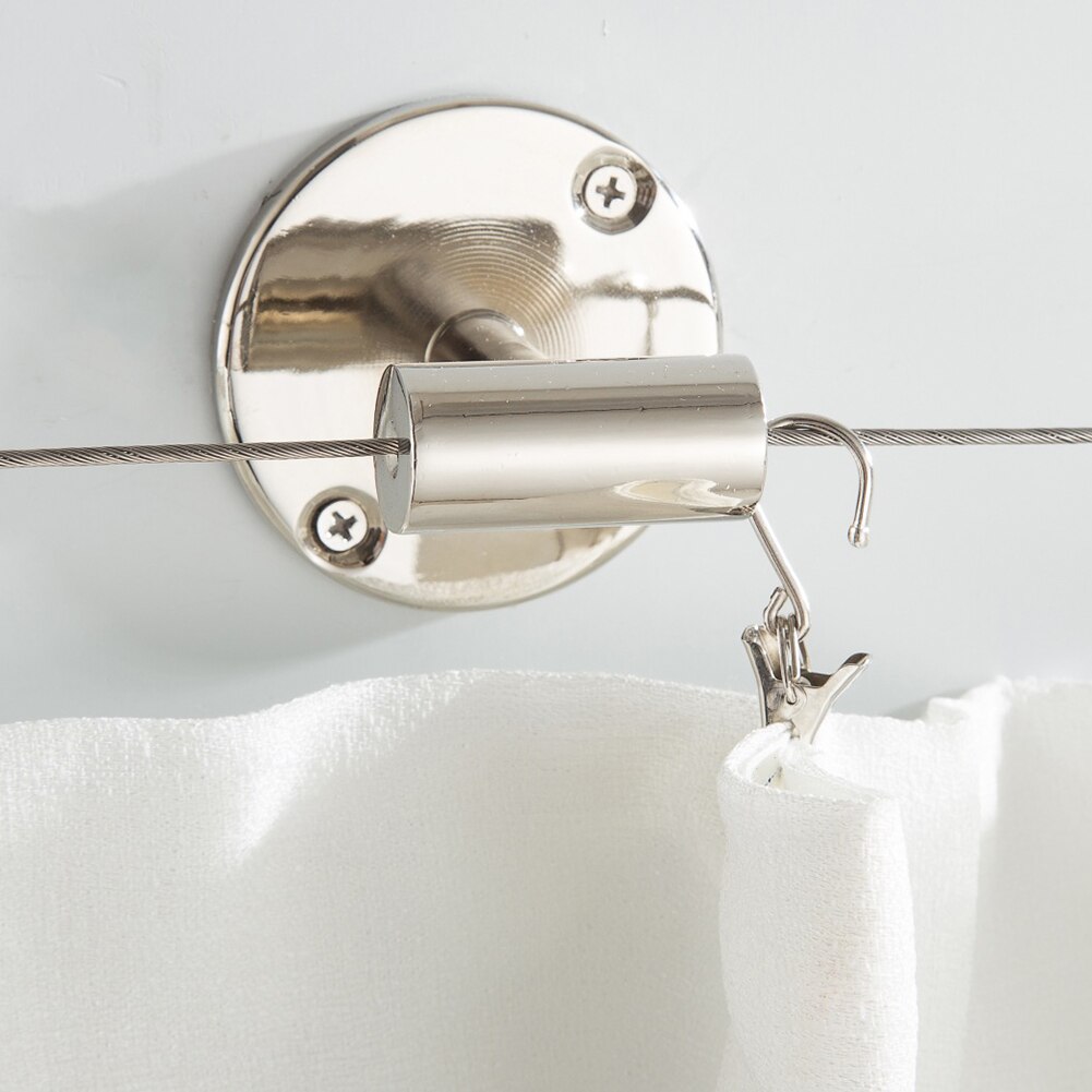 5M Stainless Steel Curtain Tension Wire Hanging Clothesline Wire Practical Curtain Wire Curtain Tension Wire Pincer Clips Net