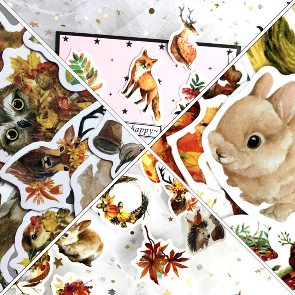 47 stuks zelfklevende mooie papieren stickers graffiti stickerset dierenvorm stickers voor kinderen en volwassenen