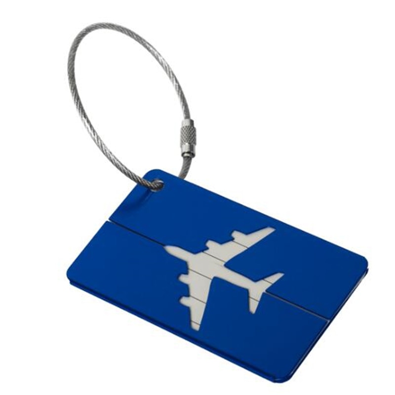 Etichette per il Bagaglio in Lega di alluminio Bagaglio Nome Tag Valigia Indirizzo Etichetta Supporto di Accessori Da Viaggio per Id Tag Bagagli: Blu