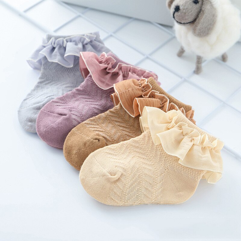 Cute Baby Girl Socks Summer Breathable Lace Kids Socks Soft Cotton Princess Infant Toddler Short Socks Sokken Skarpetki