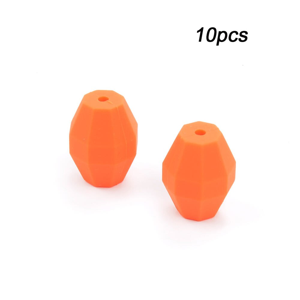 LOFCA 10pcs Baby Oak Barrel Teething Beads Geometric Shape Silicone Beads Food Grade Baby Teething Toys Chewable Jewelry DIY: Orange