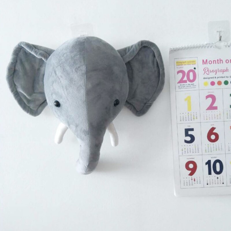 Baby værelse elefant indretning udstoppet dyr hoved vægophæng dekoration pige dreng barn børnehave plys legetøj julefødsler til hjemmet: Elefant a