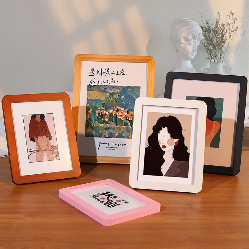 Moldura de madeira colorida, molduras para fotos de casamento, moldura criativa para decoração de mesa de fotos e acessórios: 5 Polegadas / Vermelho