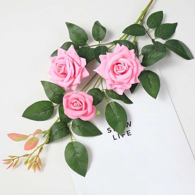 Artificial Flowers Rose Non-woven Fabrics Fabric 75cm long Flower Branch Wedding Pink Decoration Valentine's Day: SMTMQ070