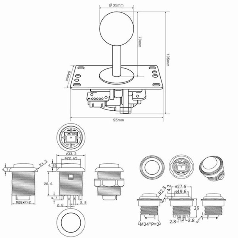 Arcade-diy-teile led-diy-kit 2x usb-encoder mit nullverzögerung +2x joysticks 20x led-arcade-tasten für arcade-spiele