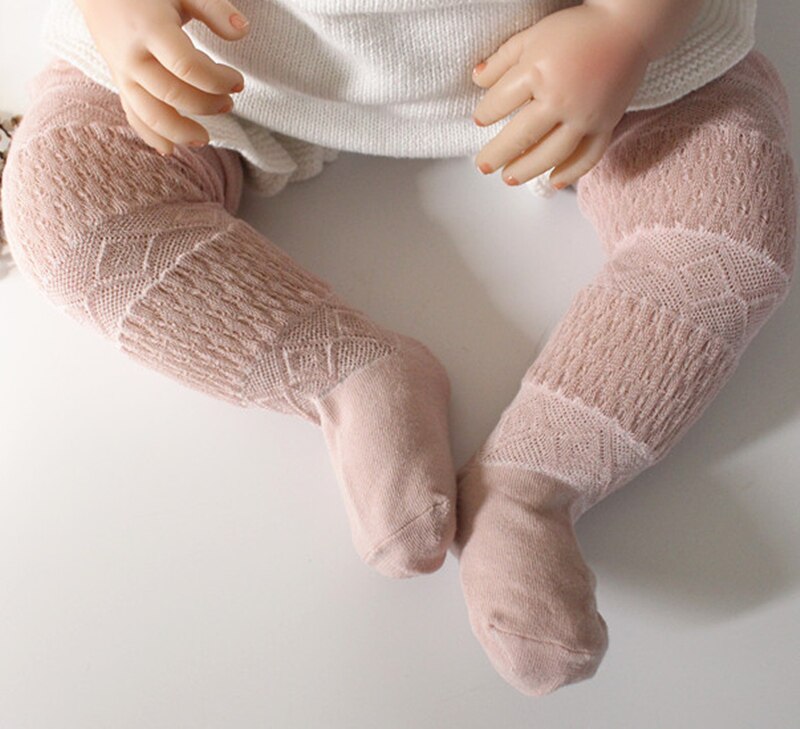 Newborn Baby Stockings Breathable Mesh Pantyhose Solid Cotton Casual Baby Girls Knee Long Soft Infant Baby Knee High Socks: Pink / 1 to 3 years