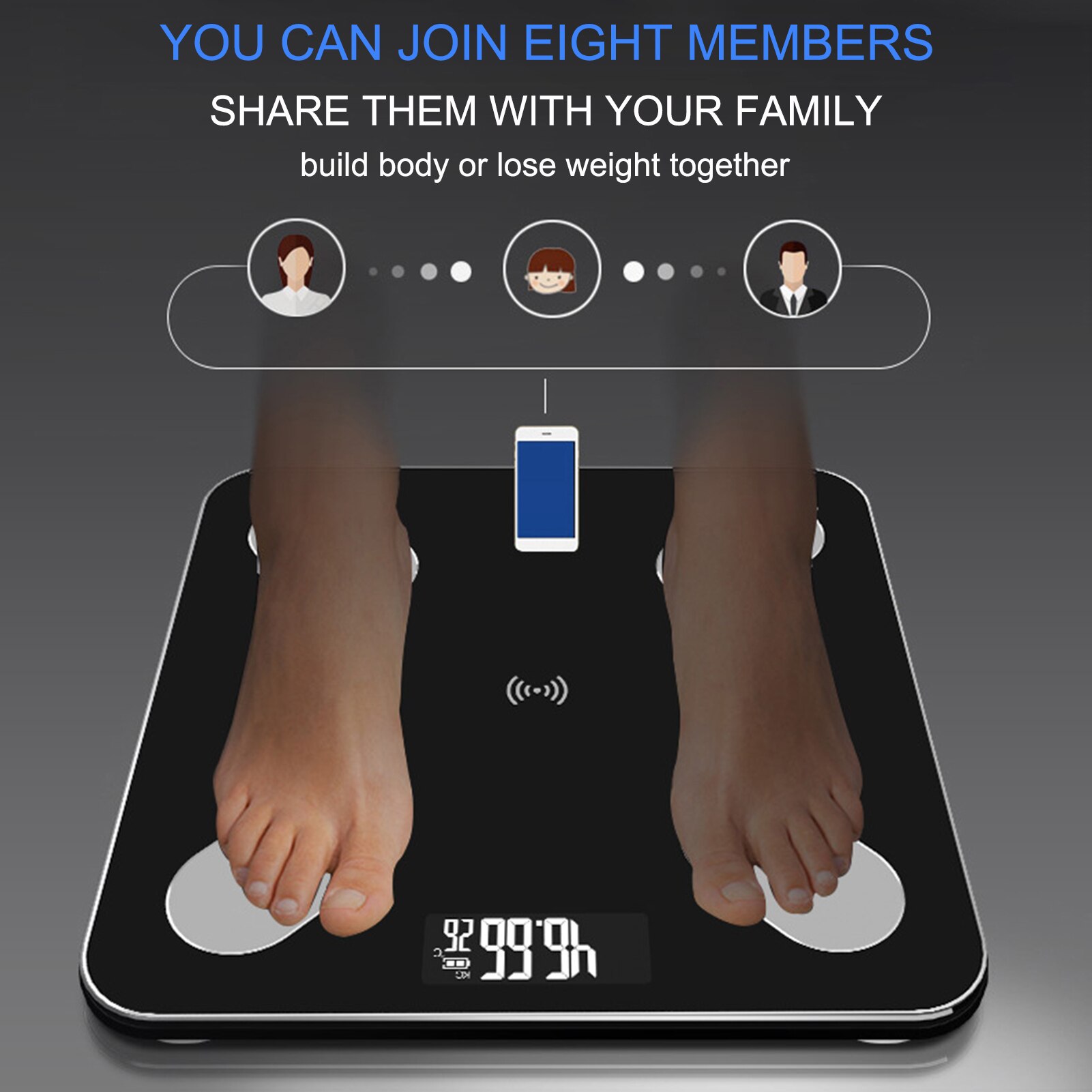 Digital Body Fat Scale Body Weight Scale LED Body Composition Analyzer APP for Body Weight Body Fat BMI BMR Muscle Mass