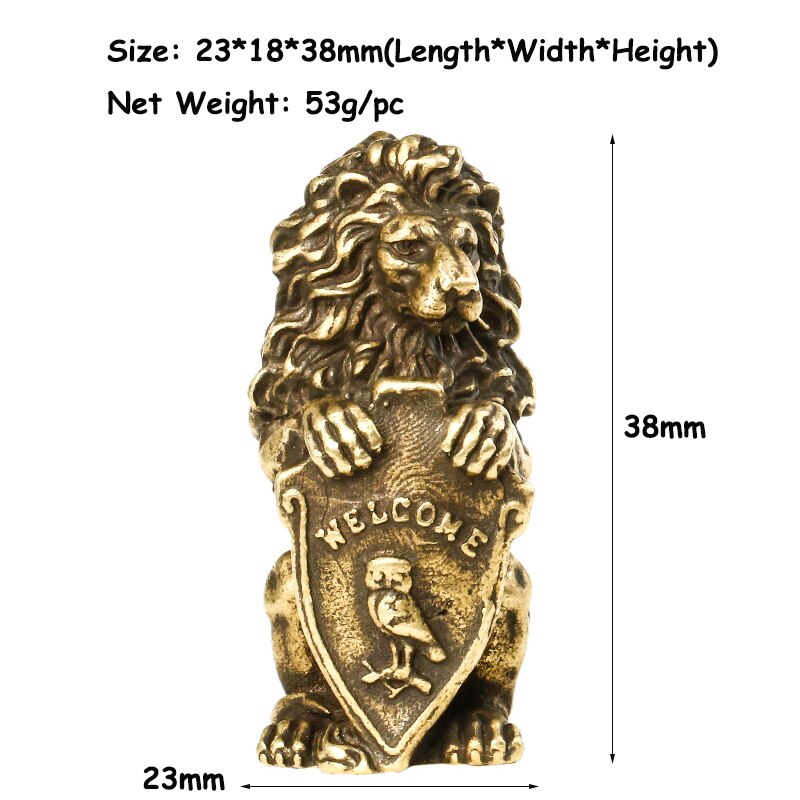 Antik bronze velkommen afskærmet løve konge statue hjem feng shui dekorationer heldig kobber ugle miniature figurer bordpynt