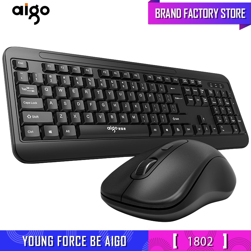 Aigo 2.4g trådløst lydløst tastatur og mus 104 taster gaming pc gamer tastatur mus combo sæt til notebook bærbar stationær pc