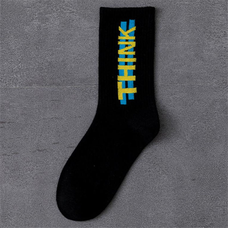 Men's socks spring trendy socks hip-hop socks cotton skateboard English street dance socks women men's street socks: 5