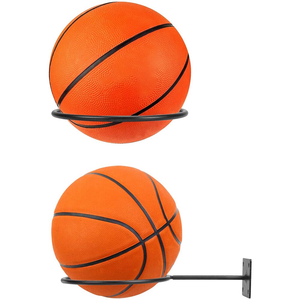 2pcs Wall-mounted Basketball Rack Iron Wall Mount Display Bracket Ball Holder for Soccer Football Volleyball Basketball Etc