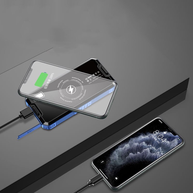 80000mAh Solar- kabellos Energie Bank Tragbare Telefon Solar- Batterie Pack Drahtlose Ladung Externes Ladegerät draussen Reise Energie