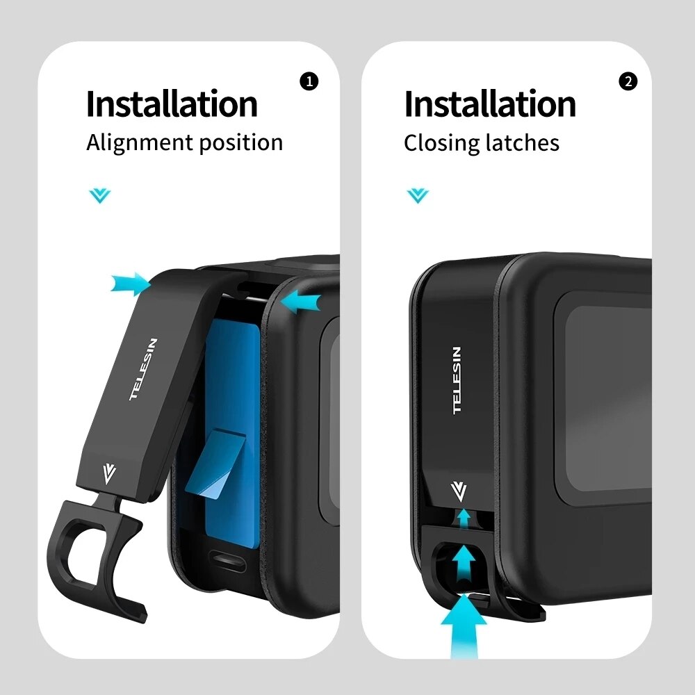 TELESIN-Tapa lateral de batería para GoPro9 Gopro10, aleación de aluminio, fácil de quitar, tipo C, puerto de cubierta de carga para GoPro Hero 9 10