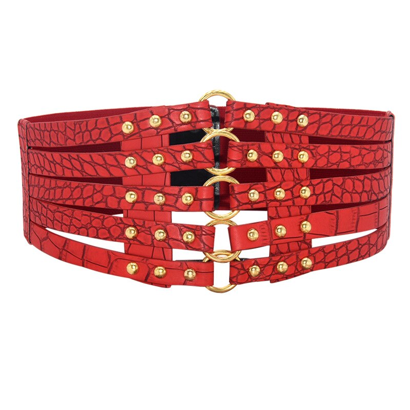 Cinturón ancho con hebilla de Metal dorado para mujer, cinturón de cuero, corsé, cinturones tipo faja
