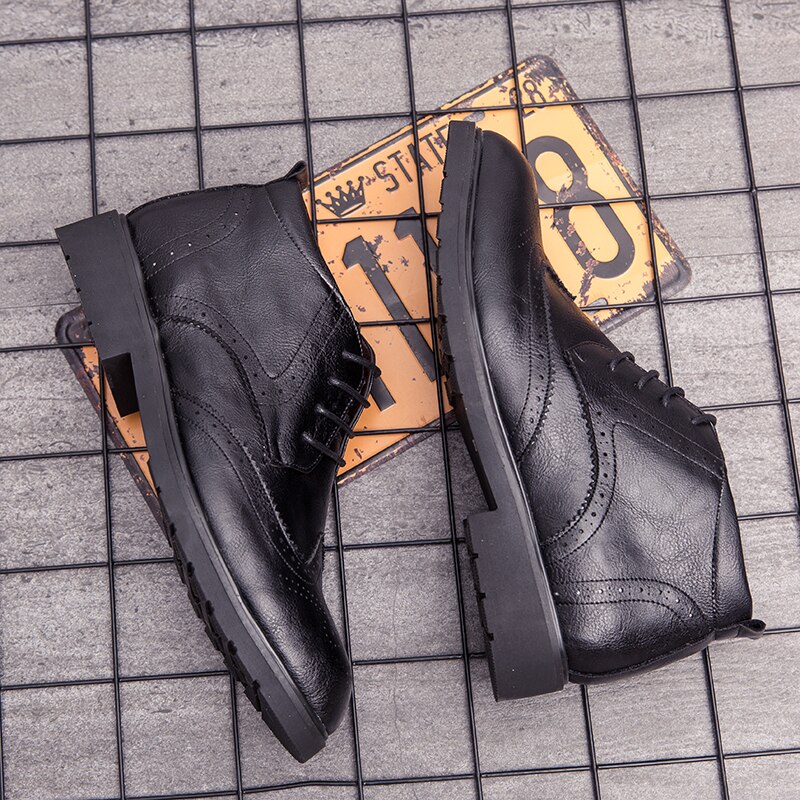 JINTOHO Men Winter Shoes Casual Men Leather Shoes Brand Male Leather Boots Breathable Ankle Boots Winter Men Booties