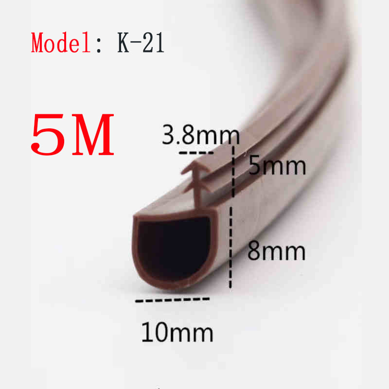 Tira de vedação de porta de madeira, 5m, isolamento acústico, redução de ruído, tira de lacuna, moldura de porta, tira anti-colisão: CINZA-ESCURO