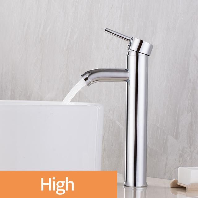 Polished Basin Sink Water Tap Single Lever Single Faucet Mixer Hole Deck Mounted Basin Bathroom Faucet: Chrome 7