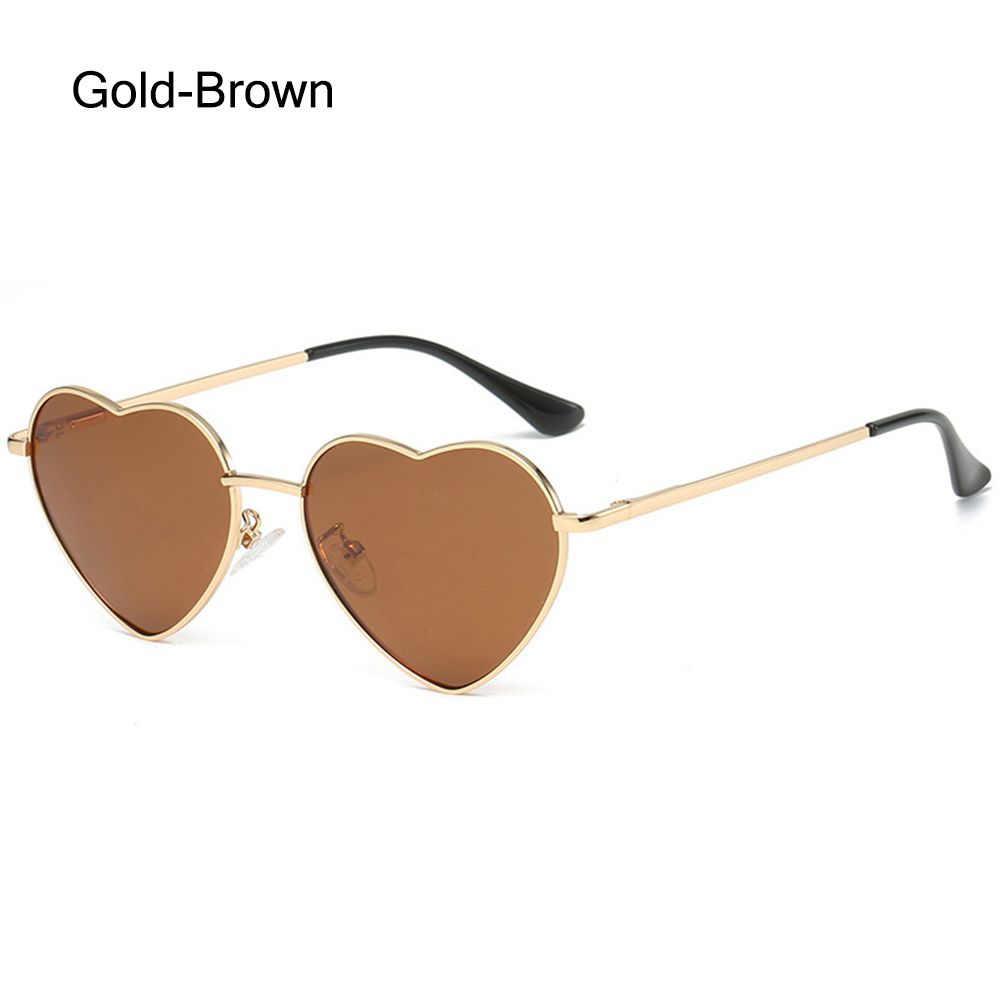Metall Rahmen Frauen Herz Sonnenbrille Polarisierte Sonnenbrille modisch Herz-geformt Gläser Jahrgang UV400 Brillen: Gold-Braun