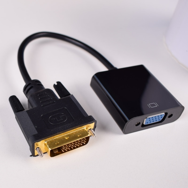 DVI naar VGA Converter, 1080P DVI-D naar VGA Kabel, 24 + 1 25 Pin DVI Male naar 15 Pin VGA Female Adapter
